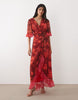 Hope & Ivy flutter sleeve contrast wrap maxi dress in red floral