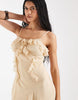 Reclaimed Vintage maxi dress with ruffle details and asymmetric hem in cream