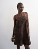 Topshop beaded strap trapeze mini dress with 3D cording in brown
