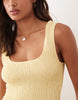 crinkle scoop neck maxi sundress with shirred waist in lemon