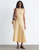 & Other Stories pure linen asymmetric midi dress in light yellow