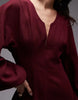 balloon sleeve structured mini skater dress in burgundy