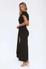 The Mood Piece One Shoulder Maxi Dress Black