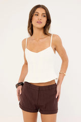 Motel Wiluta Short Dark Brown Pinstripe