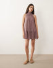 high neck smock mini lace dress in lilac