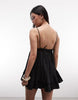 COLLUSION poplin ruffle cami mini dress in black