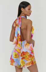 Twist Mini Dress ~ Brushed Blooms