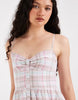 Hollister milkmaid smocked waist mini dress in pink and brown plaid