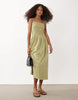Miss Selfridge strappy eyelet midaxi dress in sage