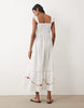 Miss Selfridge lace insert embroidered maxi dress in white