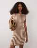 striped crochet mini dress