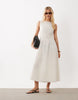 ARKET cotton rich seersucker cinched waist midi dress in white
