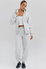 light grey marl fleece back jogging trousers