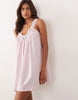 v-neck poplin mini smock sundress with lace overlay in pale lilac