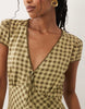 Nobody's Child Rosa v-neck lace trim cap sleeve mini dress in green gingham
