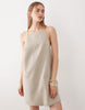low back tailored mini dress in stone