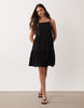 Gina Tricot flowy strap detail mini dress in black