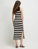 River Island knit ribbed striped dress in dark brown