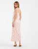 Pieces smocked lace cami maxi dress in pink ditsy floral print