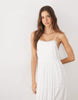 Mango Teen tiered strappy maxi dress with embellished trim in white
