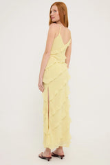 Luck & Trouble Chiffon Ruffle Maxi Dress Lemon