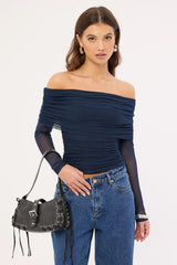 Luck & Trouble Elyse Off Shoulder Long Sleeve Top Ink
