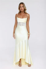 Silker Moments Satin Maxi Dress Yellow