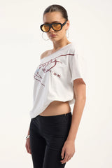 Rusty Slap It Cut Off Shoulder Tee Egret