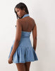 ASOS LUXE denim pleated mini dress in blue