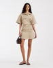 & Other Stories cotton utility wrap mini dress in beige