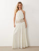 ASOS LUXE crochet maxi dress with embellished waist detail in white