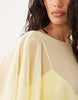 chiffon cape layer satin mini dress in buttermilk