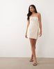 Kaiia exclusive linen blend bandeau wrap tie waist detail mini dress in ecru