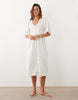 JDY v neck button down midi dress in cream with red ditsy print