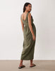 Mamalicious Maternity 2 function nursing button up maxi sundress in dark khaki