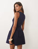 Mango cotton rich racer neck mini dress in navy