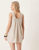 Petite scoop ruched neck mini dress in stripes