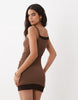 Mango panel detail strappy mini dress in brown and black