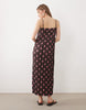 sleeveless square neck plisse midi dress in spot print