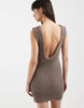 knit bouclé dress with sculpted rib-knit detailing in mocha