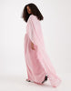 TFNC Bridesmaids satin maxi dress with mesh cape in pink