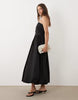 bandeau ruched midi dress in black