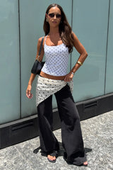 L&t Halter Tie Tank Top White Polka
