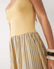 twist shoulder stripe skirt midi dress in buttermilk
