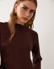 satin long sleeve maxi dress in chocolate