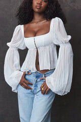 white pleated top