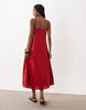 Mango 100% linen strappy maxi dress in red