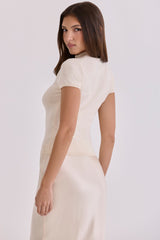 ivory cotton + cashmere short sleeve top