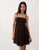 Free Society shirred beach mini dress in dark brown