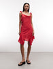 Monki asymmetric ruffle mini dress in red